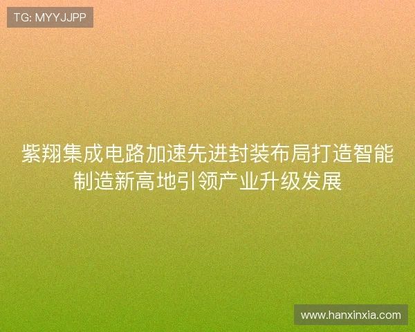 紫翔集成电路加速先进封装布局打造智能制造新高地引领产业升级发展